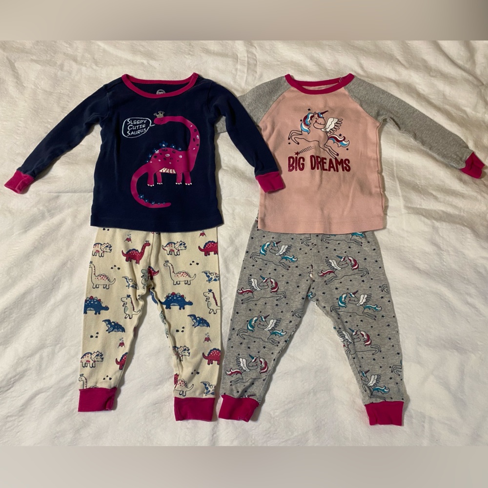 Set of 2 Wonder Nation brand Girls size 12 month Long Sleeved Pajama sets